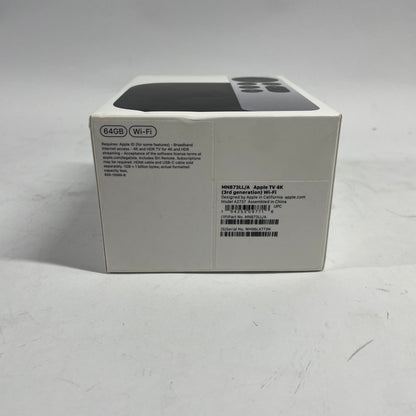 Apple TV 4K 3rd Gen 64GB Digital HD Media Streamer MN873LL/A WiFi Only