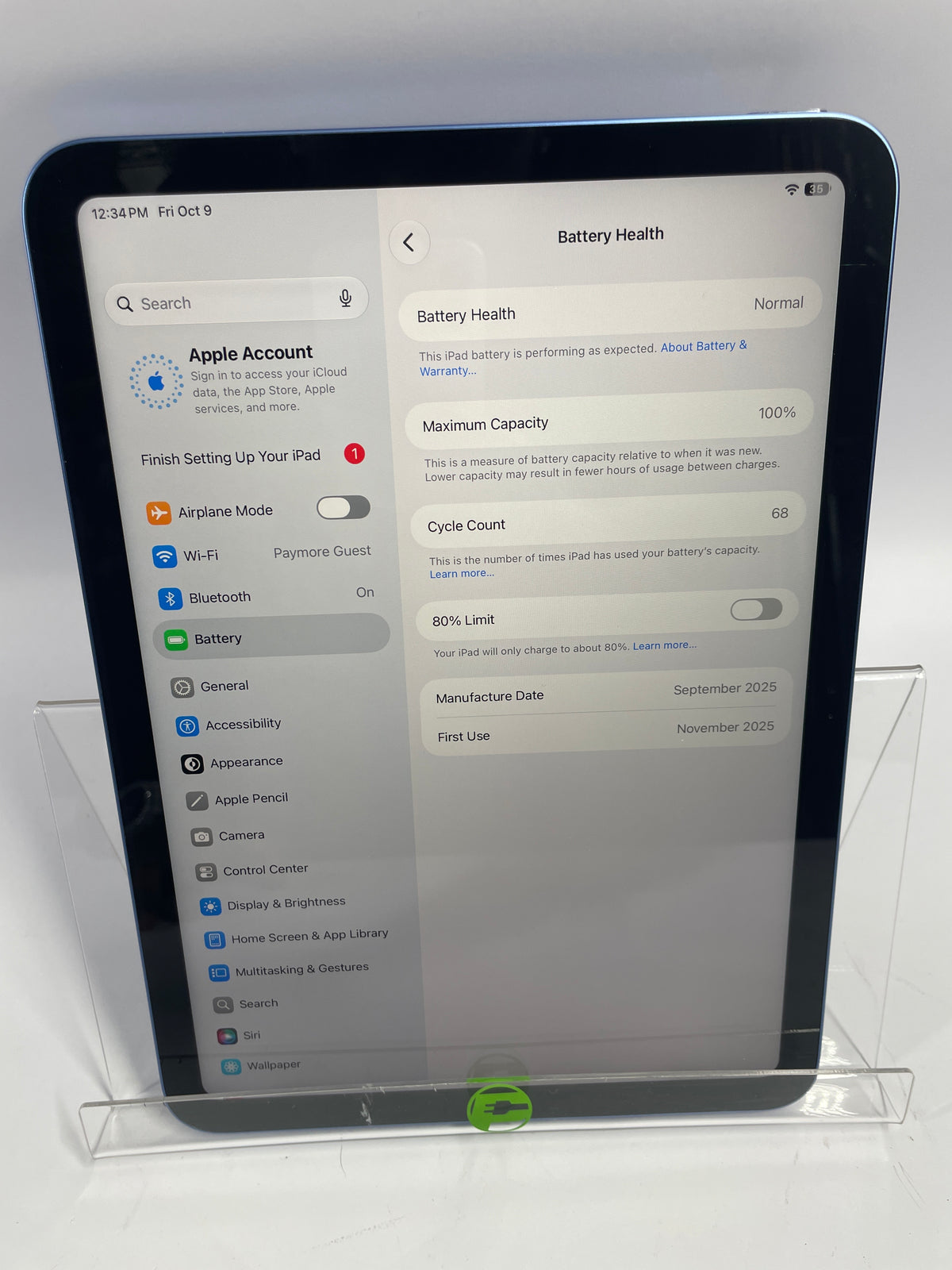 WiFi Only Apple iPad 11" (A16) 128GB Blue MD4A4LL/A