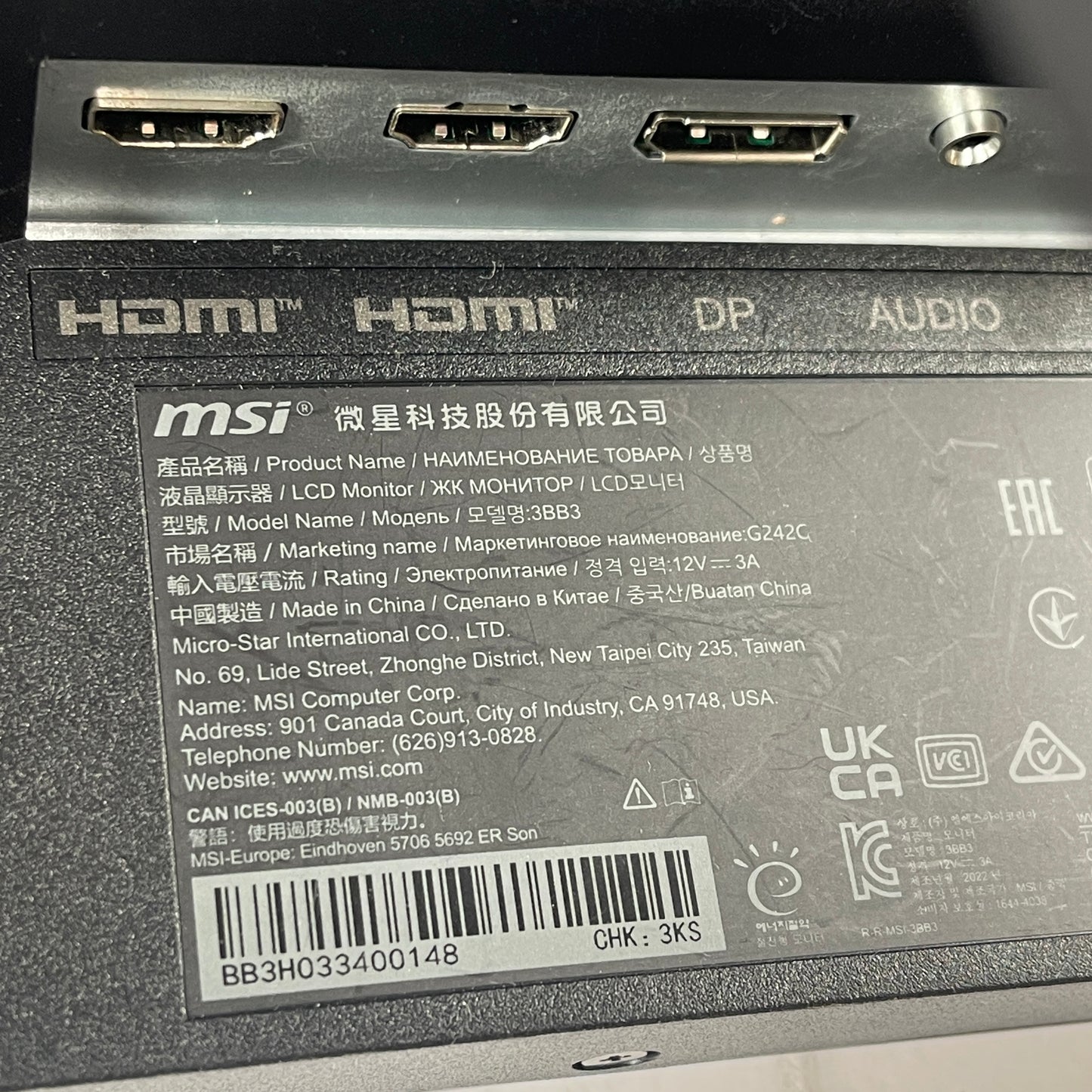 MSI 22" 3BB3 LED TN 60Hz Business Monitor